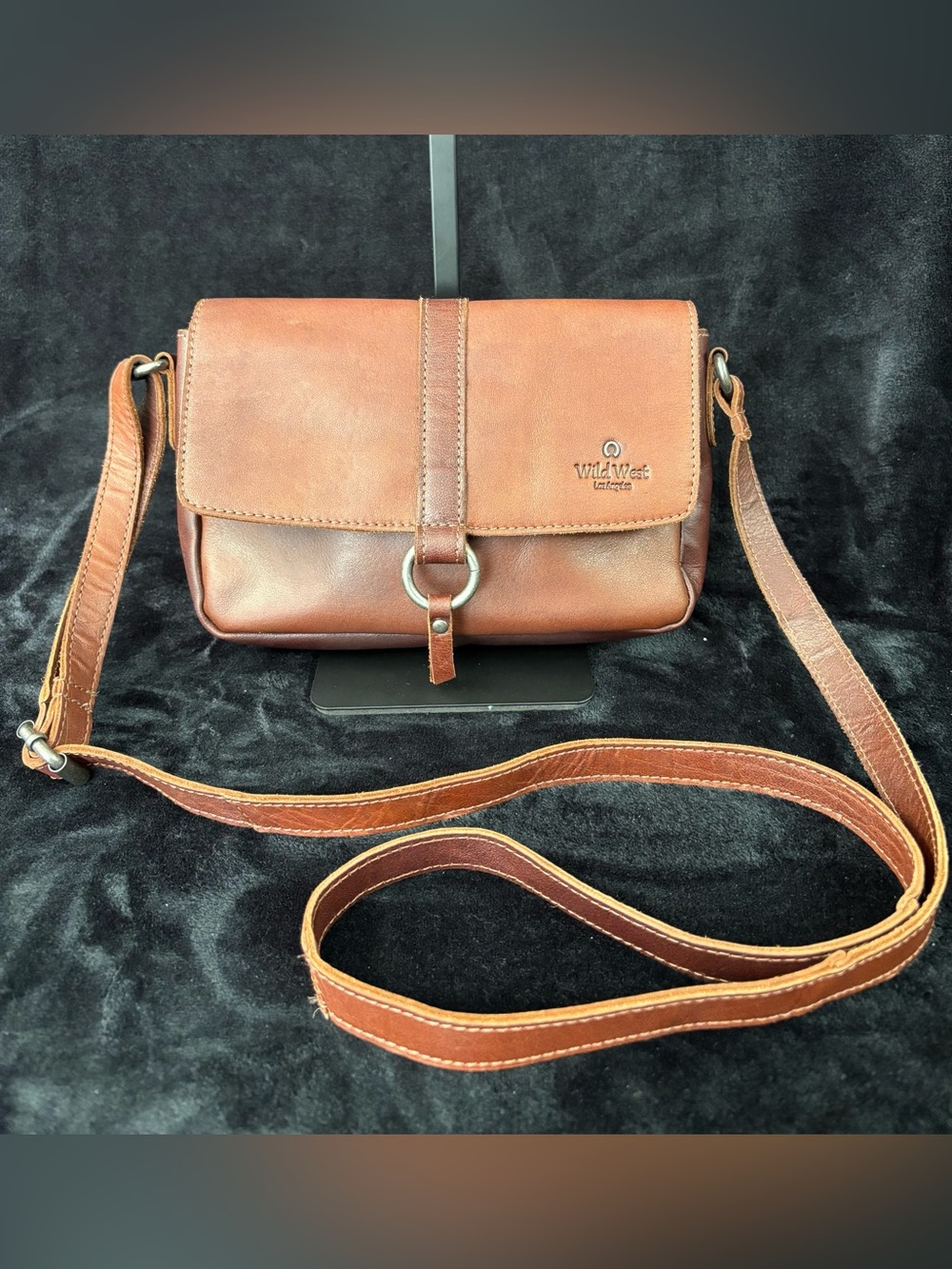 Wild West Los Angeles Cognac Leather Crossbody Western Boho Bag